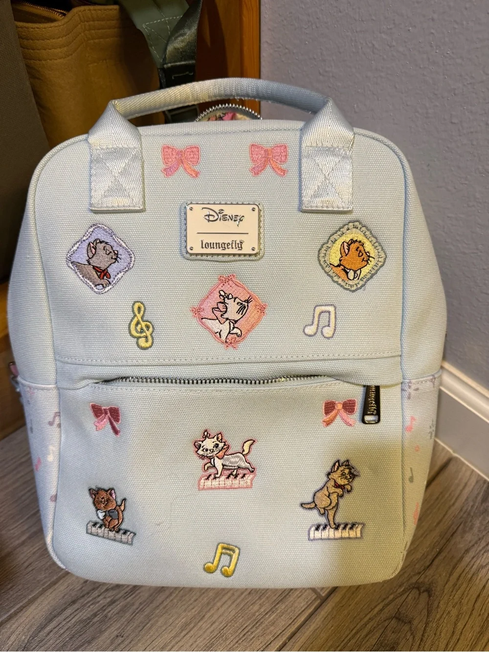 Loungefly Light Blue Disney Marie & Aristocats Embroidered Mini Backpack
